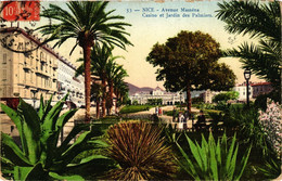 CPA NICE - Avenue Masséna - Casino Et Jardin Des Palmiers (351589) - Transport Ferroviaire - Gare