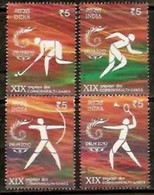 India 2010 Commonwealth Games Sports Archery Hockey Badminton 4v SET MNH, P.O Fresh & Fine - Autres & Non Classés