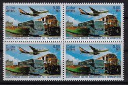 CUBA 2021. ANIVERSARIO DEL MINISTERIO DE TRANSPORTE. BLOQUE DE CUATRO. MNH. - Ongebruikt