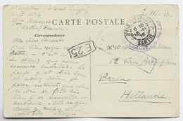 FRANCE SARTHE CAMP AUVOURS MENTION SOLDAT BELGE 1915 CARTE POUR BREDA PAYS BAS NEDERLAND - Belgisch Leger