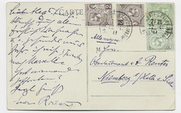 MONACO 1C+2CX2+5C CARTE MONTE CARLO 22.12.1911 POUR ALLEMAGNE AU TARIF - Covers & Documents