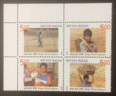 India 2006 STOP CHILD LABOUR Se-tenant Block Of 4 Stamps MNH As Per Scan - Autres & Non Classés