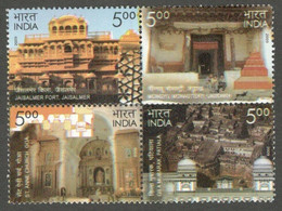India 2009 Monuments Preservation By INTACH Se-tenant Block Of 4 Stamps MNH As Per Scan - Other & Unclassified