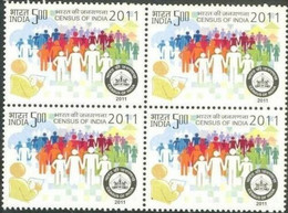 India 2011 CENSUS OF INDIA, POPULATION SURVEY Block Of 4 Stamps MNH As Per Scan - Altri & Non Classificati