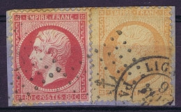 France:  Yv  23 24   Cachet ANCRE + CAD Ligne  , Cachet De Bord Des Paquebots - 1862 Napoléon III