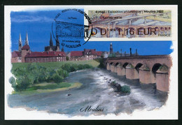 FRANCE (2022) Carte Maximum Card ATM LISA - émax Exposition Philatélique Moulins 2022 Pont Régemortes, Bridge, Puente - 2020-…