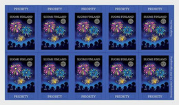 Finland 2022 Christmas And New Year Fireworks Sheetlet Of 10 Stamps - Ongebruikt