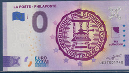 Zéro Euro La Poste Philaposte Cachet à Sec Imprimerie Des Timbres Postes Euro Souvenir Tour Eiffel Londres Colyssé... - Ficción & Especímenes