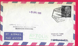 SPAGNA - PRIMO VOLO S.A.S. - BARCELONA - COPENHAGEN *5.ABR.1960* SU BUSTA VIA AEREA - Cartas & Documentos