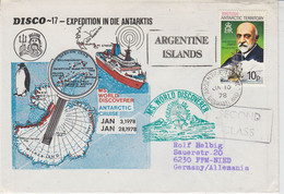 British Antarctic Territory (BAT) Cover Disco 17 MS World Discoverer Ca Argentine Islands JAN 10 1978 (TB163) - Briefe U. Dokumente