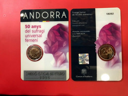 2 EURO ANDORRA  2020 COMMEMORATIVO SUFFRAGIO DELLE DONNE BLISTER OFFICIALE FDC BU UNC - Andorre