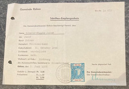 Ganzsache Schriften-Empfangsschein Gemeinde Ebikon, Kanton Luzern, Mit Fiskalmarke - Revenue Stamp Switzerland - Fiscaux