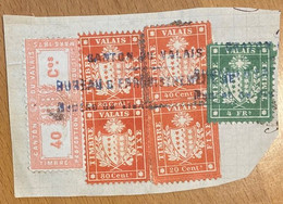 Ausschnitt Fiskalmarken Wallis - Timbre Fiscaus Valais, Revenue Stamp Switzerland - Revenue Stamps