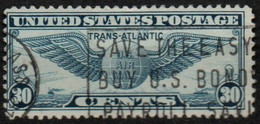 1939 -.ETATS UNIS - POSTE AERIENNE - N° 25 - 30c - AVEC INSCRIPTION TRANS-ATLANTIC - - 1a. 1918-1940 Oblitérés