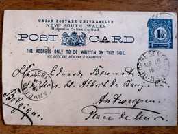 NOUVELLE GALLES SUD NEW SOUTH WALES ENTIER POSTAL STATIONERY OB GEORGE ST NORTH 1897 POUR BELGIQUE - Storia Postale