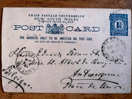 NOUVELLE GALLES SUD NEW SOUTH WALES ENTIER POSTAL STATIONERY OB GEORGE ST NORTH 1897 POUR BELGIQUE - Cartas & Documentos