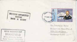 British Antarctic Territory (BAT) Signy Island Ca RRS Bransfield Cover Ca Signy Island South Orkneys 19 JAN 1980 (TB168) - Storia Postale