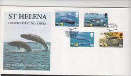 ST HELENA - 2002- WWF WHALES  SET OF 4 ON  ILLUSTRATED FDC - St. Helena