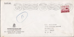 Iceland DIRECTION GÉNÉRALE, TMS Cds. REYKJAVIK 1968 Cover Brief CHICAGO United States PRINTED MATTER - Storia Postale