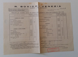 1939 Piego Ditta BOXICH VENEZIA+LISTINO PREZZI CARBONE+COKE+ANTRACITE+affrancato STAMPA C.10 IMPERIALE-NN799 - Marcophilie (Avions)