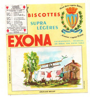 Buvard Biscottes Supra Légères Exona - Aéroplane Breguet + Vignette Cadeaux à Découper - Format : 18.5x16.5 Cm - Biscottes