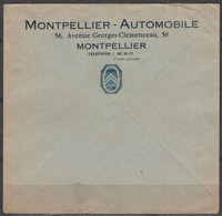 Blason CITROEN " MONTPELLIER-AUTOMOBILE "  Sur Verso D'enveloppe De 34 MONTPELLIER CENTALISATEUR Année 1953 - Cartas & Documentos
