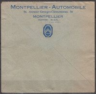 Blason CITROEN " MONTPELLIER-AUTOMOBILE "  Sur Verso D'enveloppe De 34 MONTPELLIER CENTALISATEUR Année 1954 - Brieven En Documenten