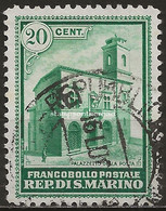 SM159U - San Marino 1932, Sassone Nr. 159, 20 C. Verde, Francobollo Usato Per Posta - Used Stamps