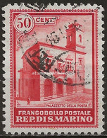 SM160U - San Marino 1932, Sassone Nr. 160, 50 C. Rosso, Francobollo Usato Per Posta - Usados