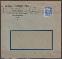 93 VILLEMOMBLE   Enveloppe Fenetre Pub  " Arthur HEROLD Père "   Année 1952 - Cartas & Documentos