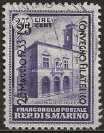 SM176U - San Marino 1933, Sassone Nr. 176, 25 C. Su 2,75  Violetto, Francobollo Usato Per Posta - Gebruikt