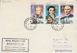 British Antarctic Territory (BAT) RRS Bransfield  Card Ca Rothera Point Adelaide Island  14 MR 1981 (TB174) - Lettres & Documents