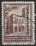 SM177U - San Marino 1933, Sassone Nr. 177, 50 C. Su 1,75 Bruno, Francobollo Usato Per Posta - Used Stamps
