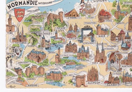 Carte Géographique De La Normandie Intérieure. Cpsm. 1968. - Cartes Géographiques