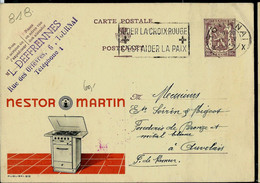 Publibel Obl. N° 818 ( Cuisinière - NESTOR MARTIN ) Obl. TOURNAI + Flamme Pour La Croix-Rouge  11/05/49 - Werbepostkarten