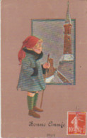 Illustr. GOTTARO ? (Fillette Devant Paysage D'hiver) BONNE ANNEE - Sonstige & Ohne Zuordnung