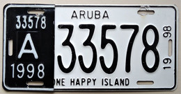 Plaque D'immatriculation - Aruba - 1998 - - Plaques D'immatriculation