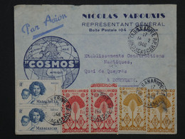 ¤ 21 MADAGASCAR  BELLE LETTRE RR 1948 TANANARIVE  A  BORDEAUX FRANCE  +COSMOS  ++ AFFR.INTERESSANT - Lettres & Documents