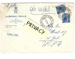 Busta Pubblicitaria ALBERGO HOTEL Albergo Reale Montecatini Terme Air Mail Posta Aerea Per USA Siracusana 1956 - 1946-60: Marcophilie
