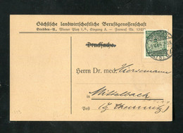 "DEUTSCHES REICH" 1924, Vordruckpostkarte Frankatur Mit "LOCHUNG/PERFIN" Ex Saechs.landw.Berufsgen. Dresden (3586) - Briefe U. Dokumente