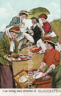 I AM HAVING EVERY ATTENTION AT GLOUCESTER OLD COLOUR COMIC POSTCARD GLOUCESTERSHIRE - Gloucester