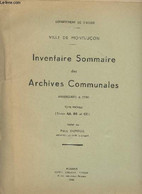 Inventaire Sommaire Des Archives Communales Antérieures à 1790 - Tome Premier (Séries AA, BB Et CC) - Département De L'A - Auvergne