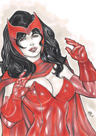 Dessin Original De MATHEUS - La Sorcière Rouge (Wanda Maximoff / Marvel) - Scarlet Witch - Pin-up - Planches Et Dessins - Originaux