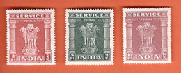 India 1958 -1969 / Capital Of Asoka Pillar 2, 5, 10 R, Service Stamps / MNH - Francobolli Di Servizio