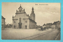 Delcampe - * Zele (Oost Vlaanderen) * (Uitg Odilon Bracke Drukker) Dorpplaats En Kerk, église, Tramway, Animée, Church, Old - Zele