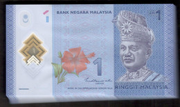 Lot 100 Pcs 1 Bundle Consecutive Malaysia 1 Ringgit 2021 Polymer UNC - Malaysie