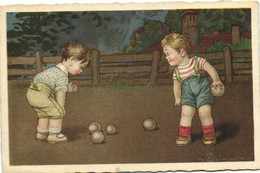 PC E. COLOMBO, ARTIST SIGNED, KIDS PLAYING BALL, Vintage Postcard (b38708) - Colombo, E.