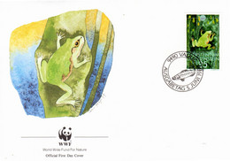 " GRENOUILLE / WWF " Sur Enveloppe 1er Jour Du LIECHTENSTEIN De 1989. FDC - Kikkers