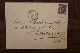 Cayenne Guyane Française 1888 France Cover French Guyana Colonie Cachet Maritime Ligne A Paq Fr N°2 Timbre Seul Groupe - Storia Postale