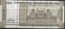 INDIA 2019 Error Rs. 500.00 Rupees Note Without "Ashok Chakra Omitted Error USED 100% Genuine Guaranteed As Per Scan RRR - Autres - Asie